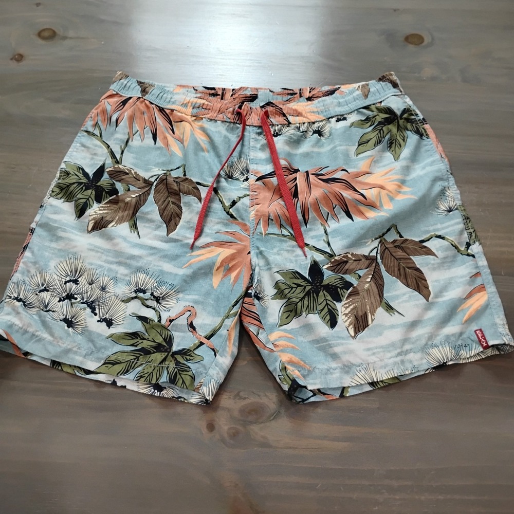 Tommy Bahama RELAX Swim Trunks Mens XL Blue Botanical Lined Shorts Drawstring